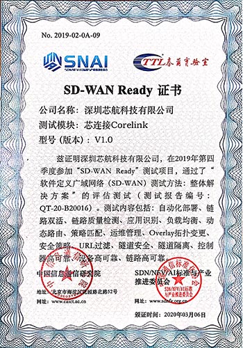 Core Navigation Technology Passed The Authoritative Test And Obtained The Sd Wan Ready Certificate